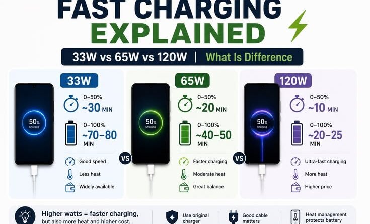 fast charging, 33W vs 65W vs 120W charging, smartphone fast charging, mobile charging technology, fast charger comparison, smartphone battery charging, charging speed explained, mobile technology, smartphone battery tips, fast charging guide, USB-C charging,